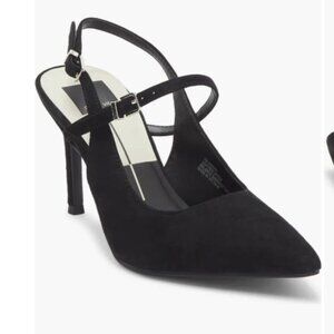 Dolce Vita Kieran Slingback Pumps Black Suede Pointed Heel 8